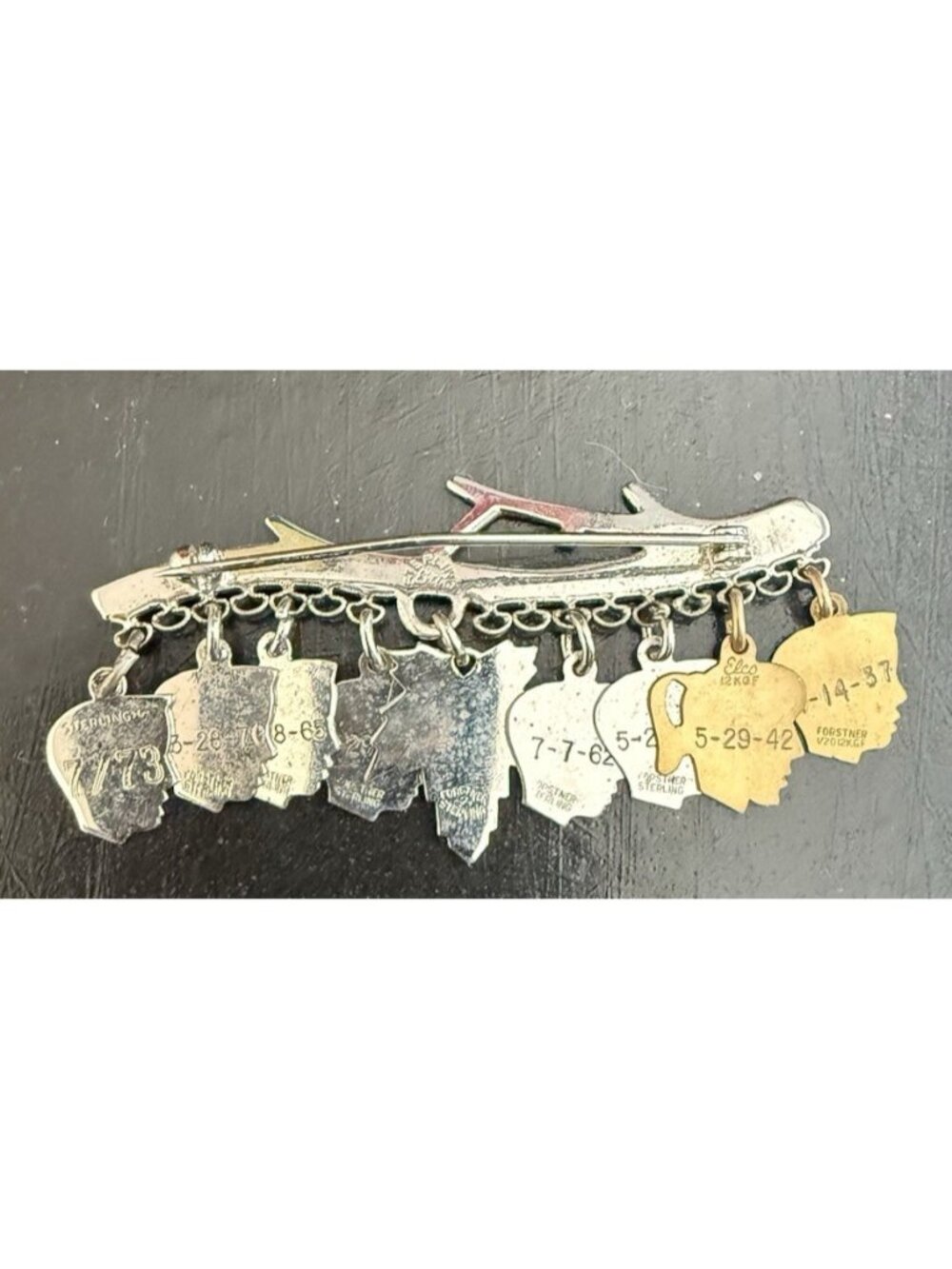 Vintage Elco Sterling Silver Family Tree Branch Brooch Pin 8 Boys 1 Girl